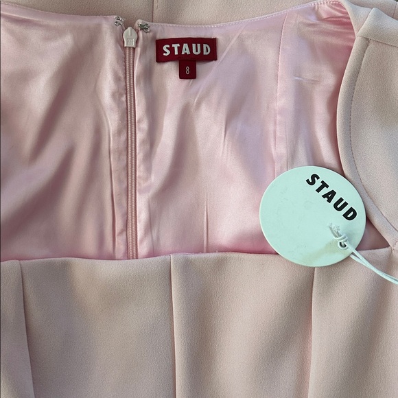 Staud NWT Belinda Cherry Blossom Pink Long Sleeve Mini Dress **Size 8** 🌸🌸 - Picture 9 of 14